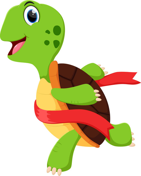 Illustrazione vettoriale del fumetto una tartaruga in esecuzione vincere la gara - Vettoriali, immagini