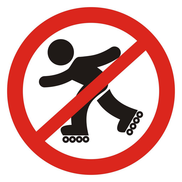 No roller skates sign. No entry on skates. Vector isolated icon. - Wektor, obraz