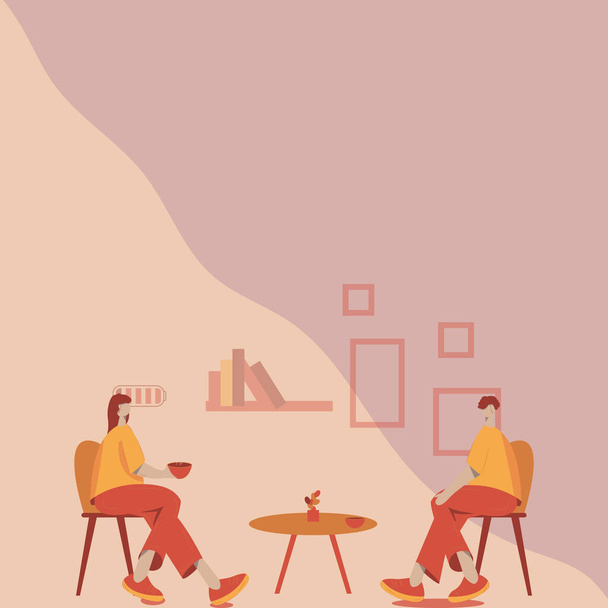 Two Colleagues Illustration Having Relaxed Conversations. - Vetor, Imagem