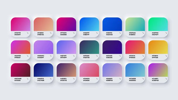 21 Образцы стильных пастельных и неоновых цветов для графического или внутреннего дизайна. Вдохновение в RGB HEX. Установка на белом фоне - Вектор,изображение
