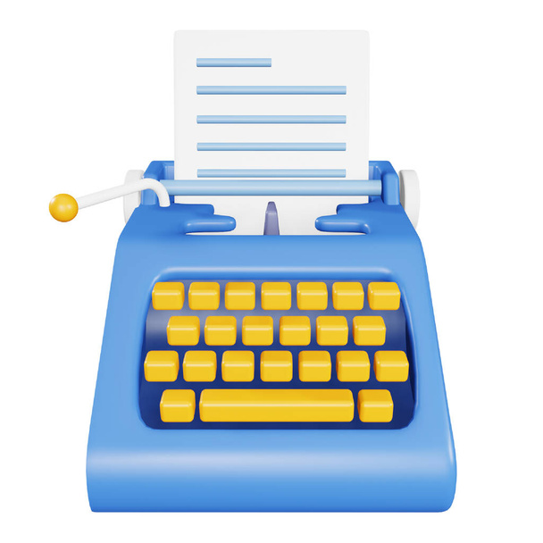 Typewriter 3D rendering isometric icon. - Vector, Imagen