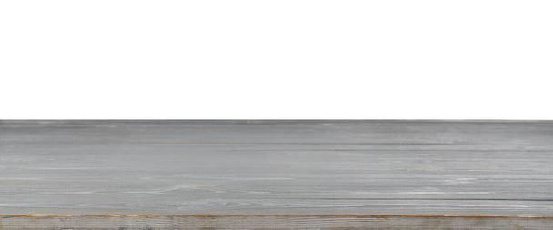 Empty grey wooden surface isolated on white - Φωτογραφία, εικόνα