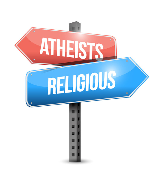 ateisták és vallási utcatábla illusztráció - Fotó, kép