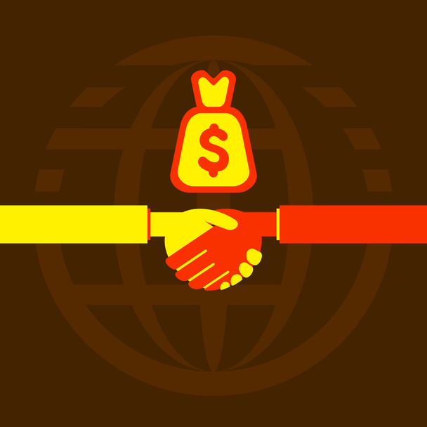 Рукопожатие бизнесменов с бизнес-сделкой
 - Вектор,изображение