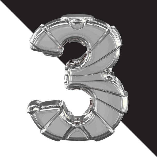 3d silver symbol with straps. number 3 - ベクター画像