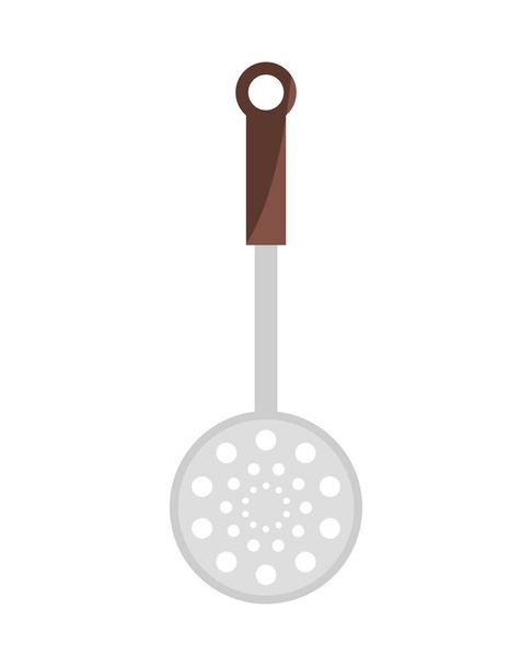 skimmer utensil kitchen icon isolated - Vetor, Imagem
