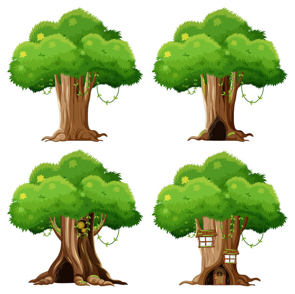 Árvore grande isolado desenho animado ilustração - Vetor, Imagem