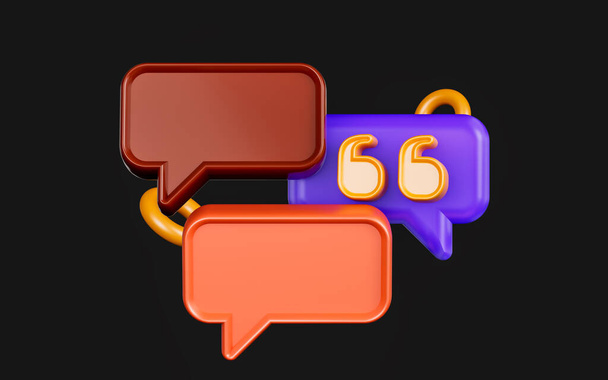 quote black babble chat sign on dark background 3d render concept for conversation - 写真・画像