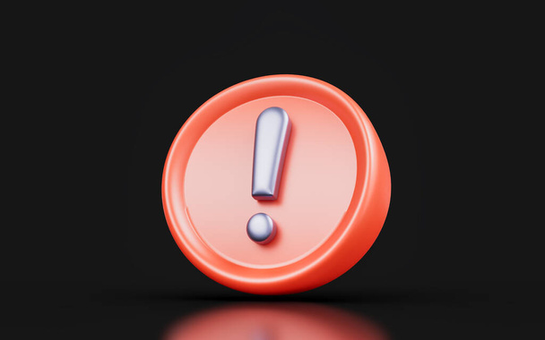 exclamation sign badge on dark background 3d render concept for emergency warning - Foto, Imagen