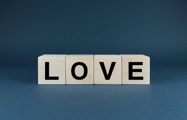 Love heart. Cubes form the word Love. Love and valentine's day concept - Fotografie, Obrázek
