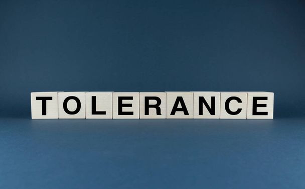 Tolerance. Cubes form the word Tolerance. Extensive concept and International Day for Tolerance - Fotoğraf, Görsel