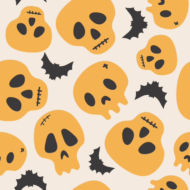 Happy Halloween cute vector seamless pattern skull. Creative childish texture in scandinavian style. Great for fabric, textile Vector Illustration. - Vector, imagen