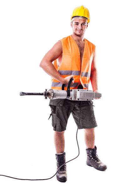 Road Worker holding a Jackhammer - Foto, afbeelding