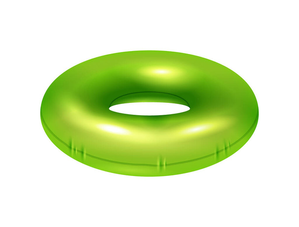 Realistic green inflatable swimming ring side view vector illustration - Vector, imagen