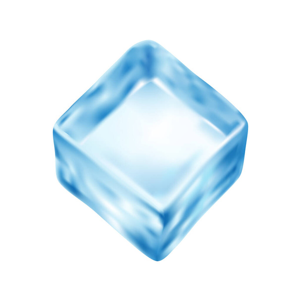 Realistic blue ice cube on white background vector illustration - Vecteur, image