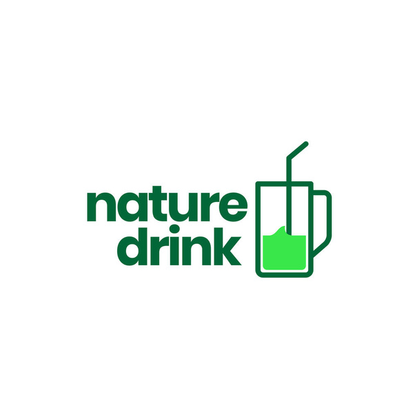 abstract glass cup green drink logo design - ベクター画像