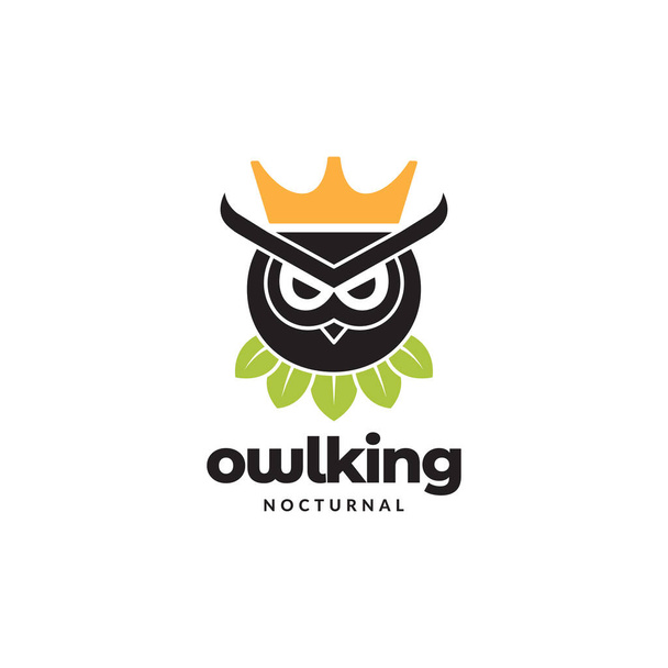 owl with crown king logo design - Vektor, obrázek