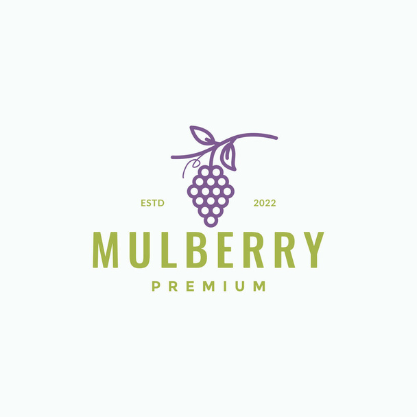 fresh vintage fruit mulberry logo design - Vector, Image