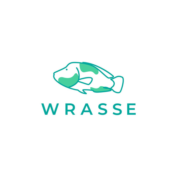 abstract fish wrasses logo design - ベクター画像