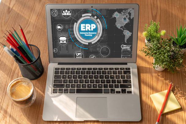 ERP корпоративное программное обеспечение планирования ресурсов для современного бизнеса для планирования маркетинговой стратегии - Фото, изображение