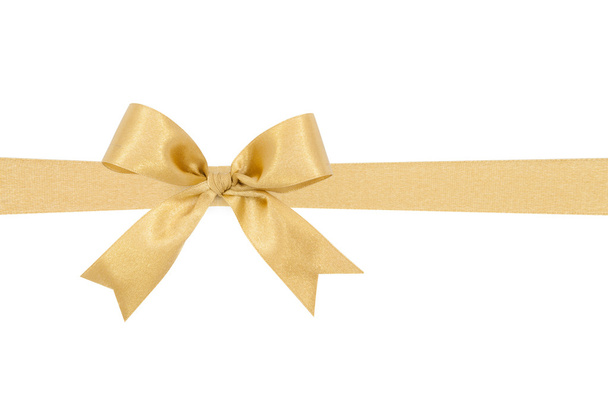 Gold satin gift bow ribbon - Zdjęcie, obraz
