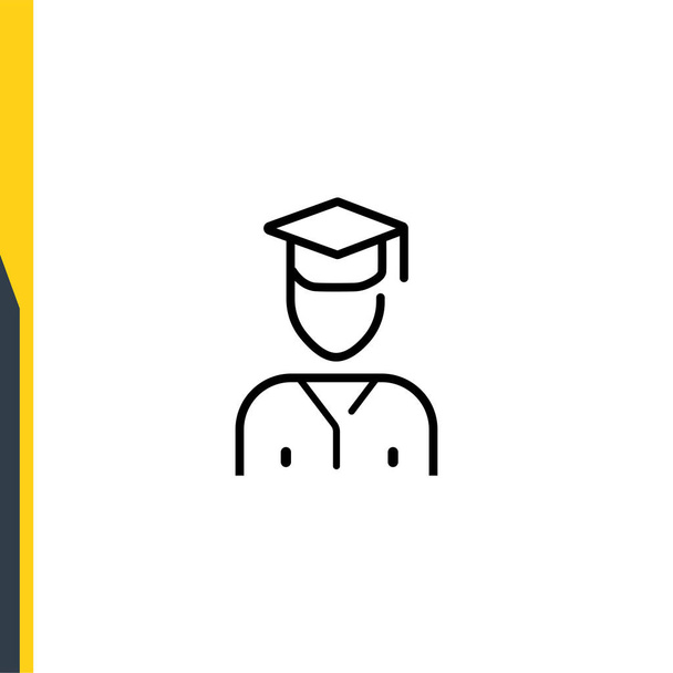 University graduate student silhouette, varsity hat web design, vector line icon. Back to school - Vektor, kép