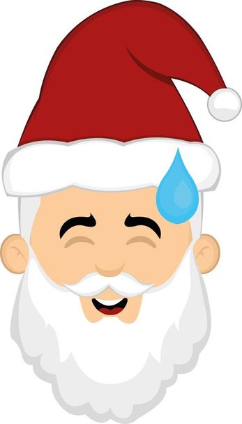 Vector illustration of the face of a cartoon santa claus with an expression of shame and a drop of sweat on his head - Vecteur, image