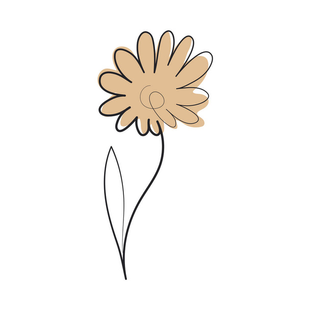 one line stylized flower icon isolated - Vecteur, image