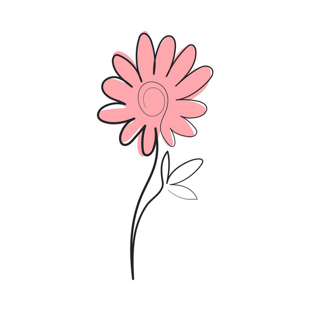 flower line art continuous icon isolated - Vetor, Imagem