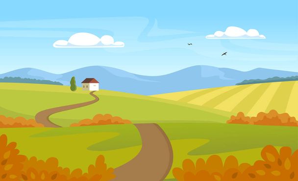 Landscape autumn landscape. Field in autumn. Harvesting. Vector illustration - Vettoriali, immagini