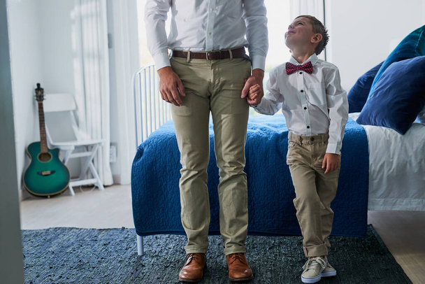He wants to be just like his dad when he grows up. an adorable little boy and his unrecognizable father dressed in matching outfits - Photo, Image