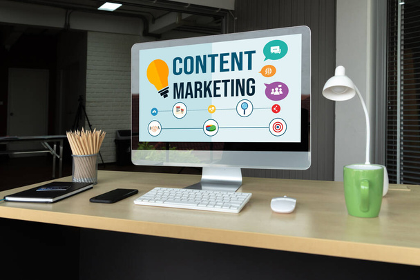 Marketing de conteúdo para negócios on-line modish e estratégia de e-commerce marketing - Foto, Imagem