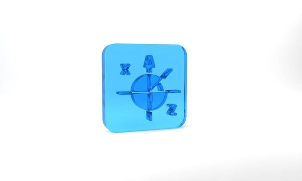 Blue Trigonometric circle icon isolated on grey background. Glass square button. 3d illustration 3D render. - Foto, Bild