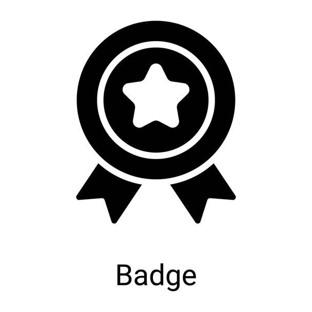badge, label glyph icon isolated on white background - Vetor, Imagem