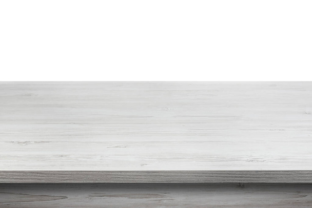 Empty wooden surface isolated on white. Mockup for design - Valokuva, kuva