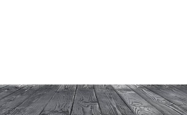 Empty black wooden surface isolated on white - Foto, Imagen
