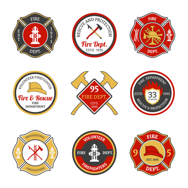 Feuerwehr-Embleme - Vektor, Bild