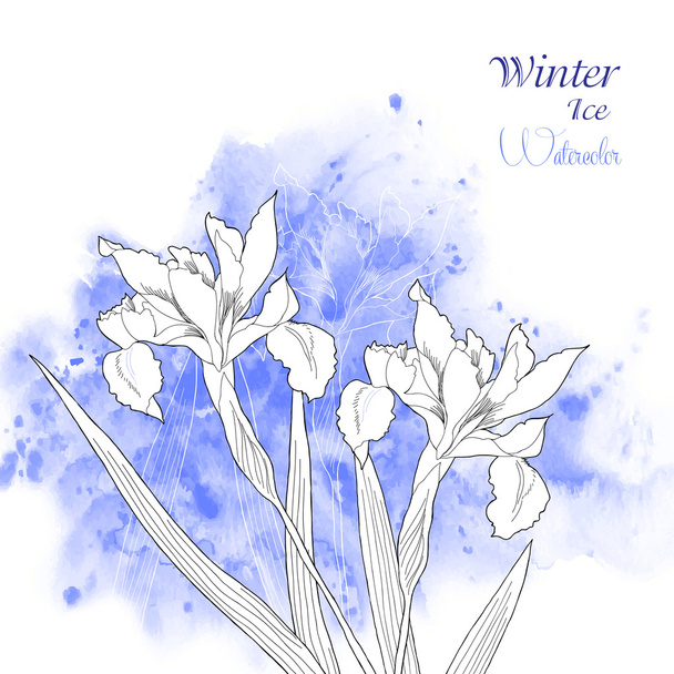 Background  with watercolors and flowers-03 - Vetor, Imagem