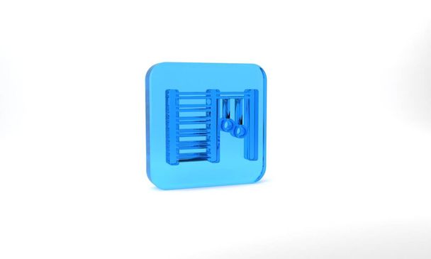 Blue Wooden Swedish wall icon isolated on grey background. Swedish stairs. Glass square button. 3d illustration 3D render. - Fotoğraf, Görsel