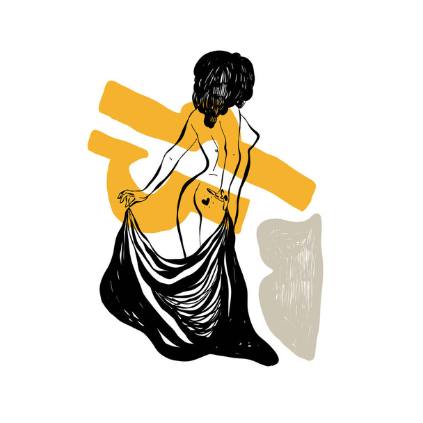 Modern abstract women. Minimalism concept. Female body, fashion. Matisse style. . Contemporary silhouette of woman. Hand drawn trendy vector posters, illustrations for print. - Vettoriali, immagini