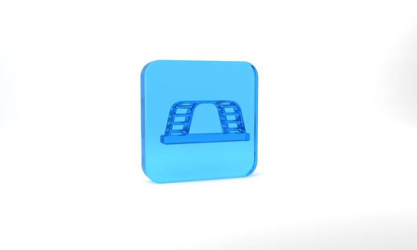 Blue Monkey bar icon isolated on grey background. Glass square button. 3d illustration 3D render. - Zdjęcie, obraz