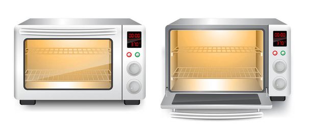 set of realistic microwave oven front view appliance or electric appliance kitchen or microwave oven with display digital. eps vector - Vector, Imagen