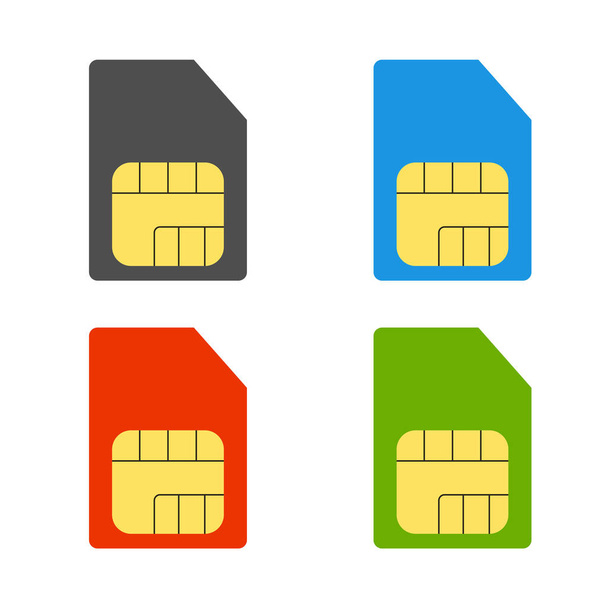 A set of sim card symbols. Mobile phone card. Vector illustration - Vector, imagen