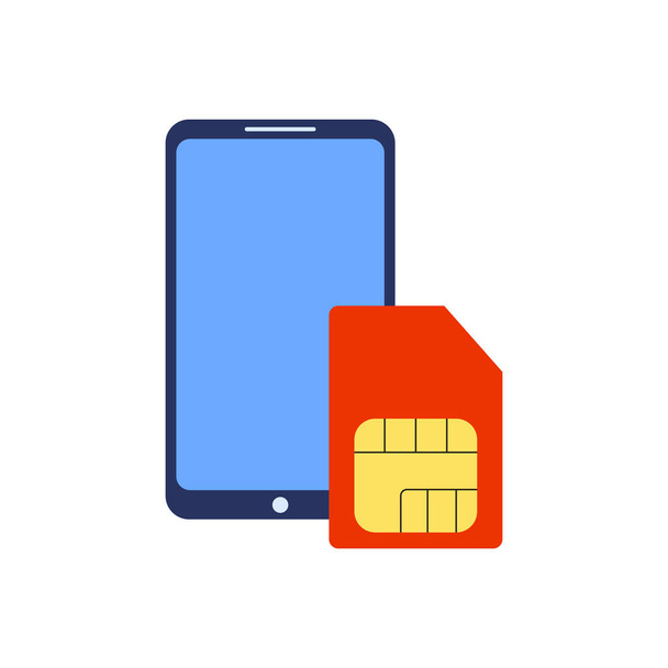 Sim card and smartphone. Mobile phone card. Vector illustration - Wektor, obraz