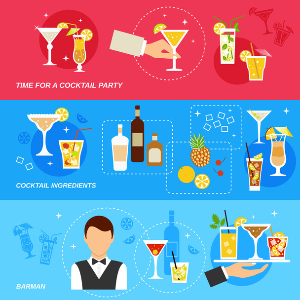 Alcohol Conjunto de pancartas de cócteles
 - Vector, imagen