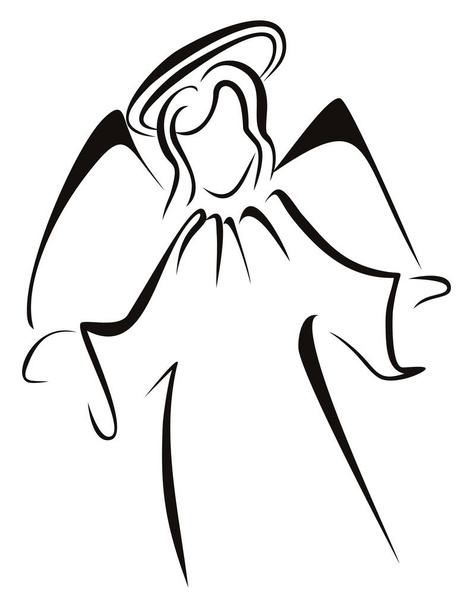 Фигура ангела с крыльями и нимбом - Вектор,изображение