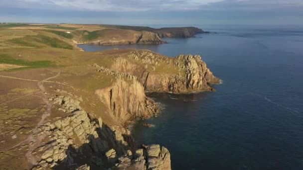 Cliffs and coastline at Lands End, Cornwall, England - Video