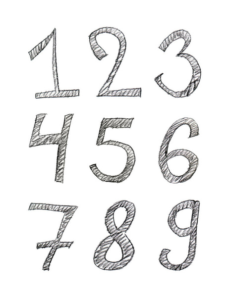 Number doodles isolated on white background - Foto, afbeelding
