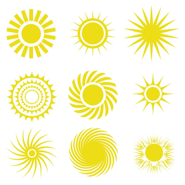 Conjunto de ícones de sol
 - Vetor, Imagem