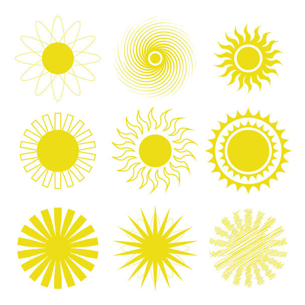 太陽のアイコンを設定 - ベクター画像